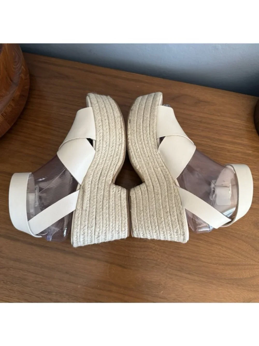 ALOHAS Lyla Cream Leather Espadrilles Platform Sandals Size 40
